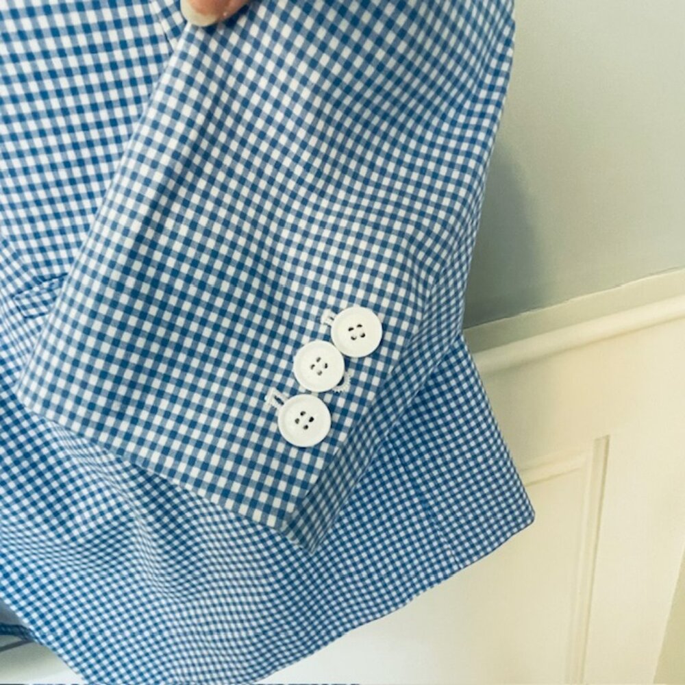 Talbots One Button Gingham Blazer Jacket Coastal … - image 5